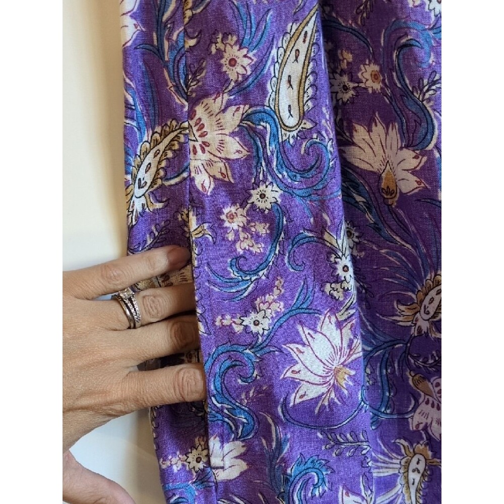 J. Jill Linen Dress XL Purple Floral Sleeveless Pockets Beach - Picture 4 of 7